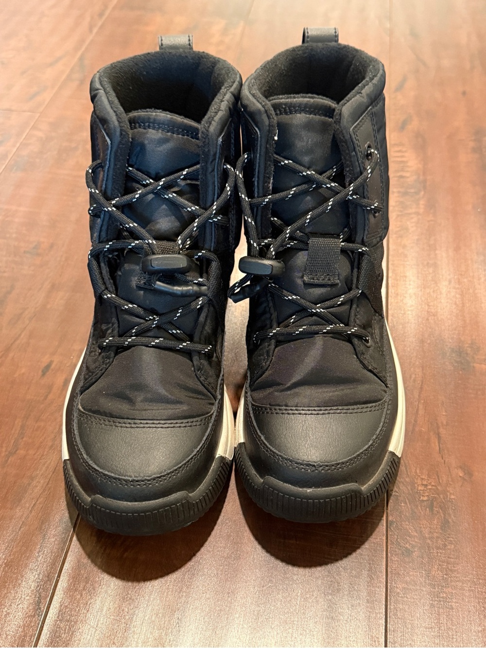 Sorel Kids Black Winter Boots with Reflective Laces